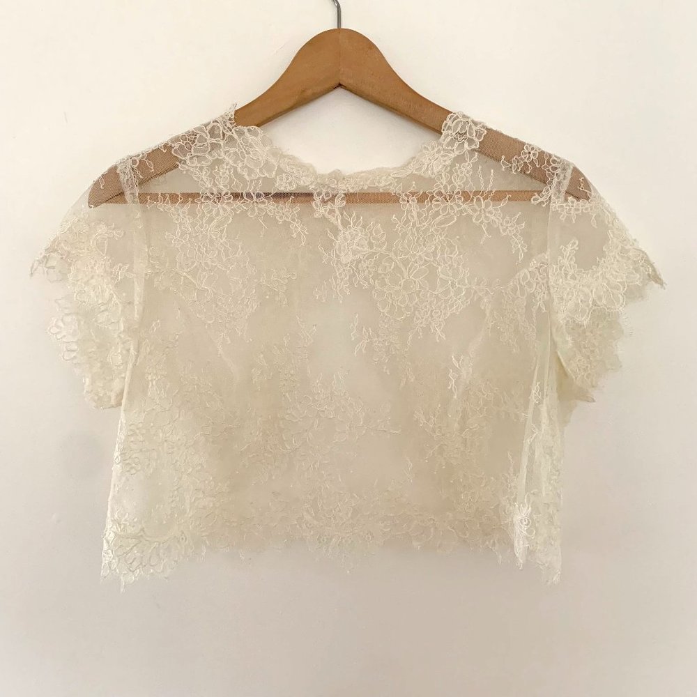 BHLDN Cream Floral Lace Crop Top